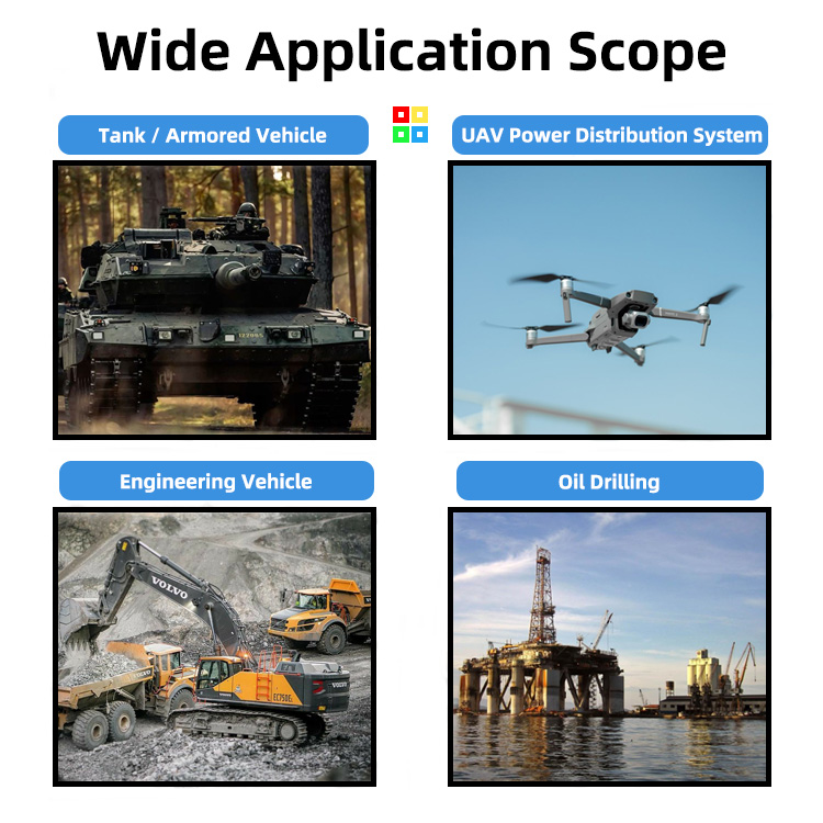 The OHS metal connector can be applied to tanks / armored vehicles, UAV power distribution systems, engineering vehicles, and oil drilling.
