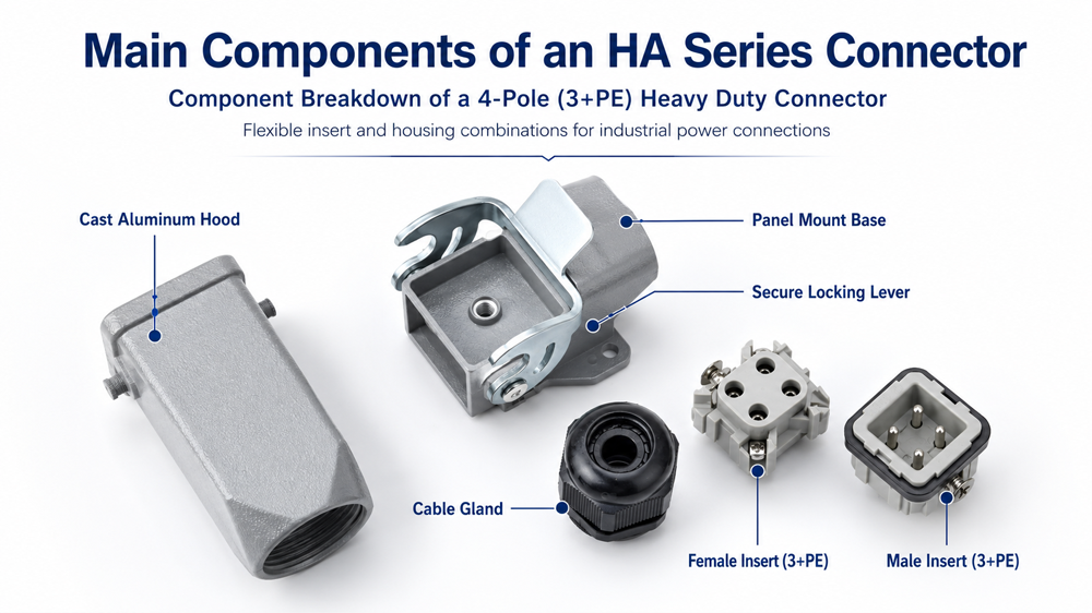 Main Components of an HA Series Heavy Duty Connector