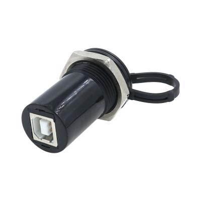 Conector de cabo fêmea para montagem em painel de porta USB com tampa para conectividade USB segura