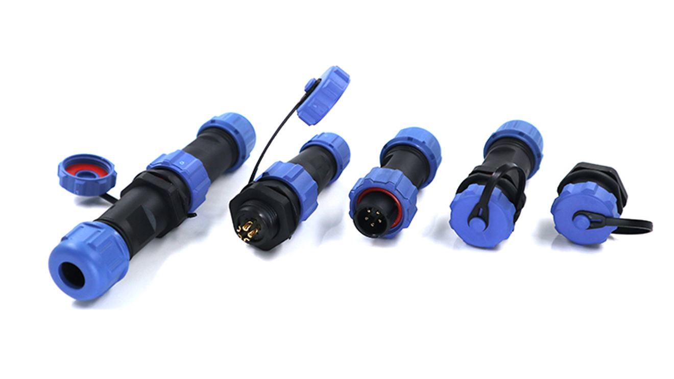 Exibição de produto de conector de plugue de aviação